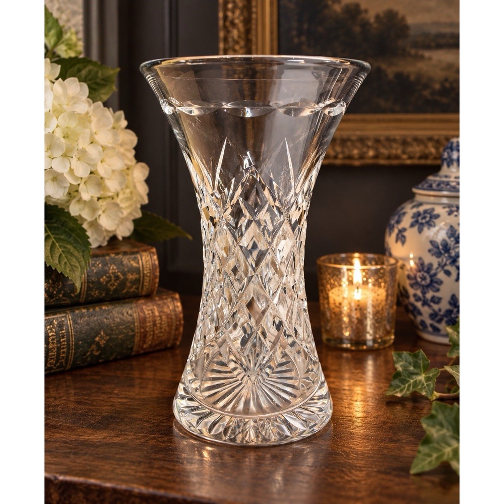 Stuart Crystal England Trumpet Diamond Footed Bud Vase